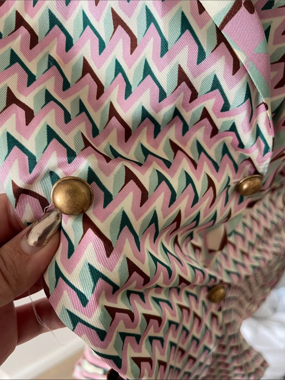 Zara Pink Geometric Double-Breasted Blazer